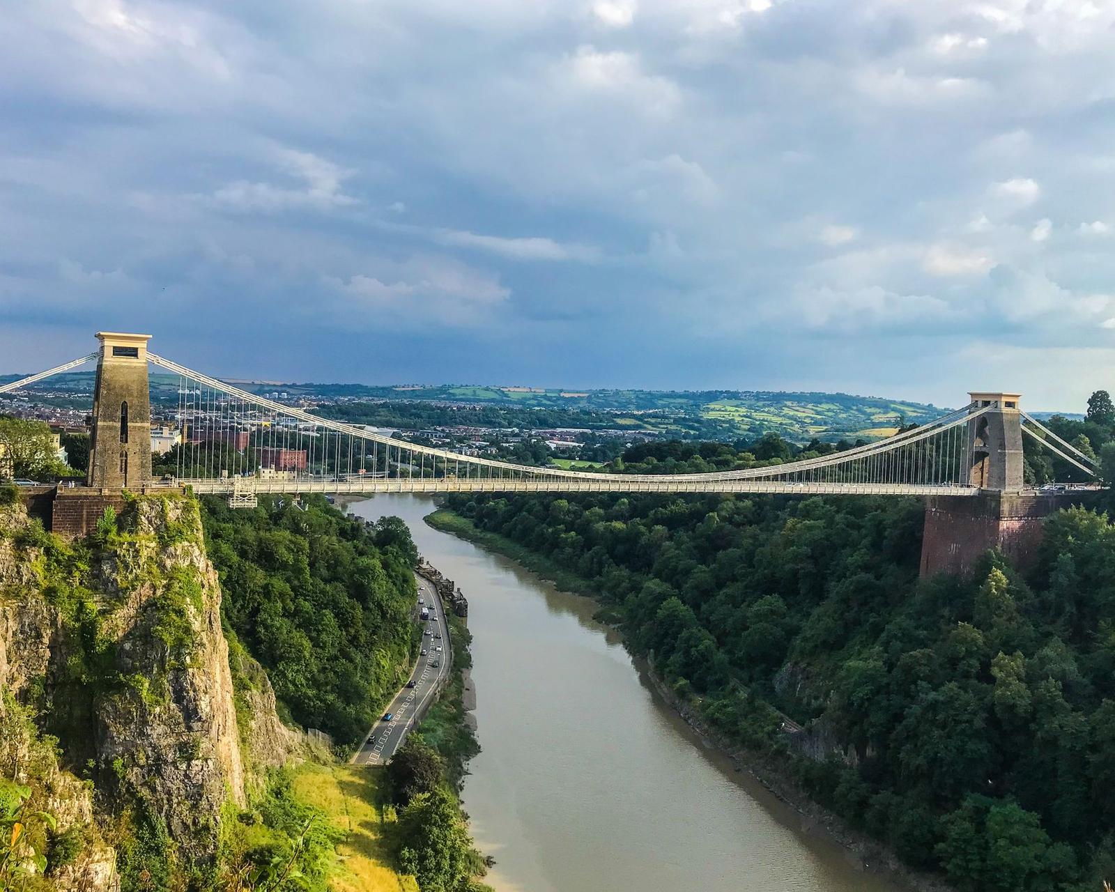 Aerial View of the Clifton Suspension Bridge Bristol England